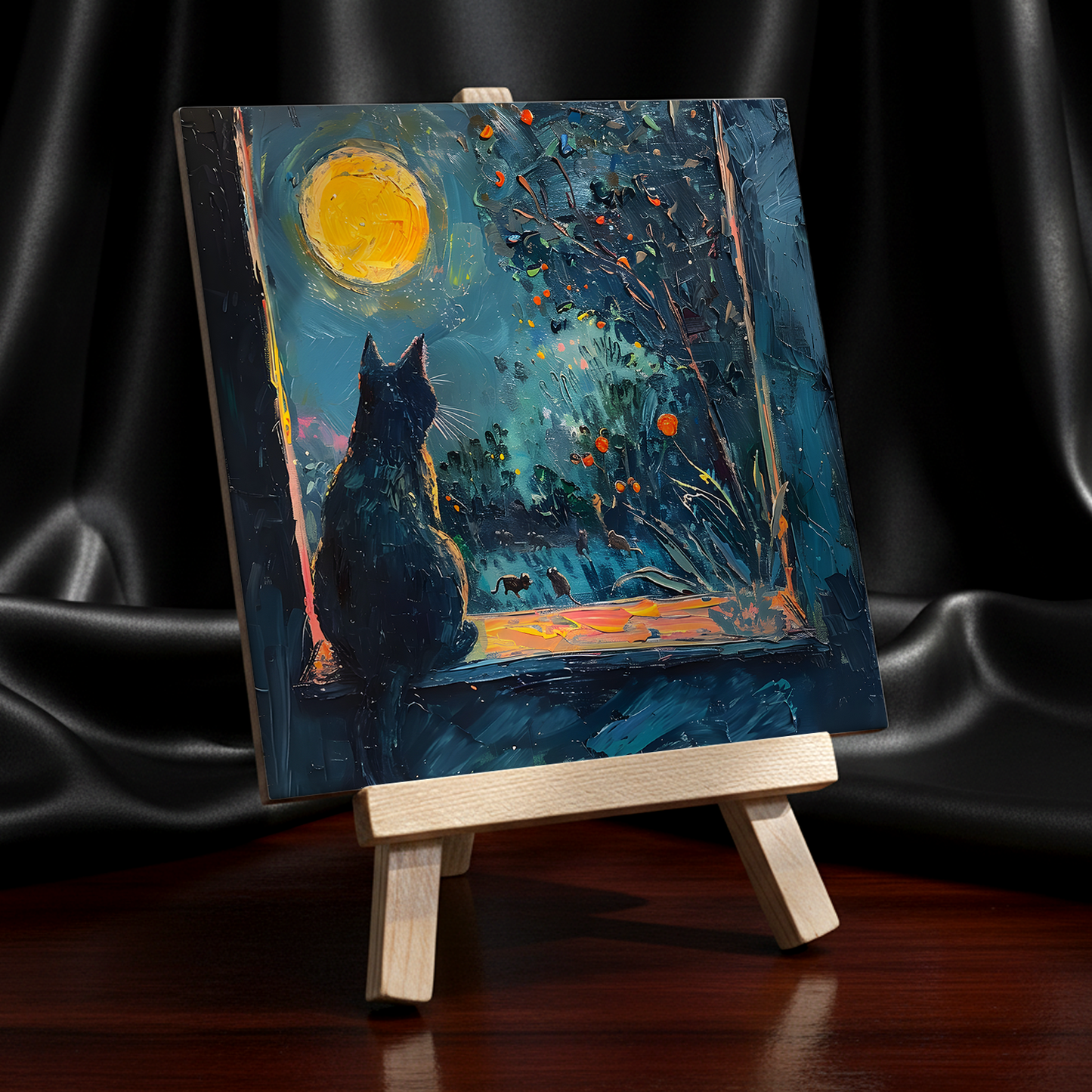 Window To The Wild Ceramic Art Tile with Easel