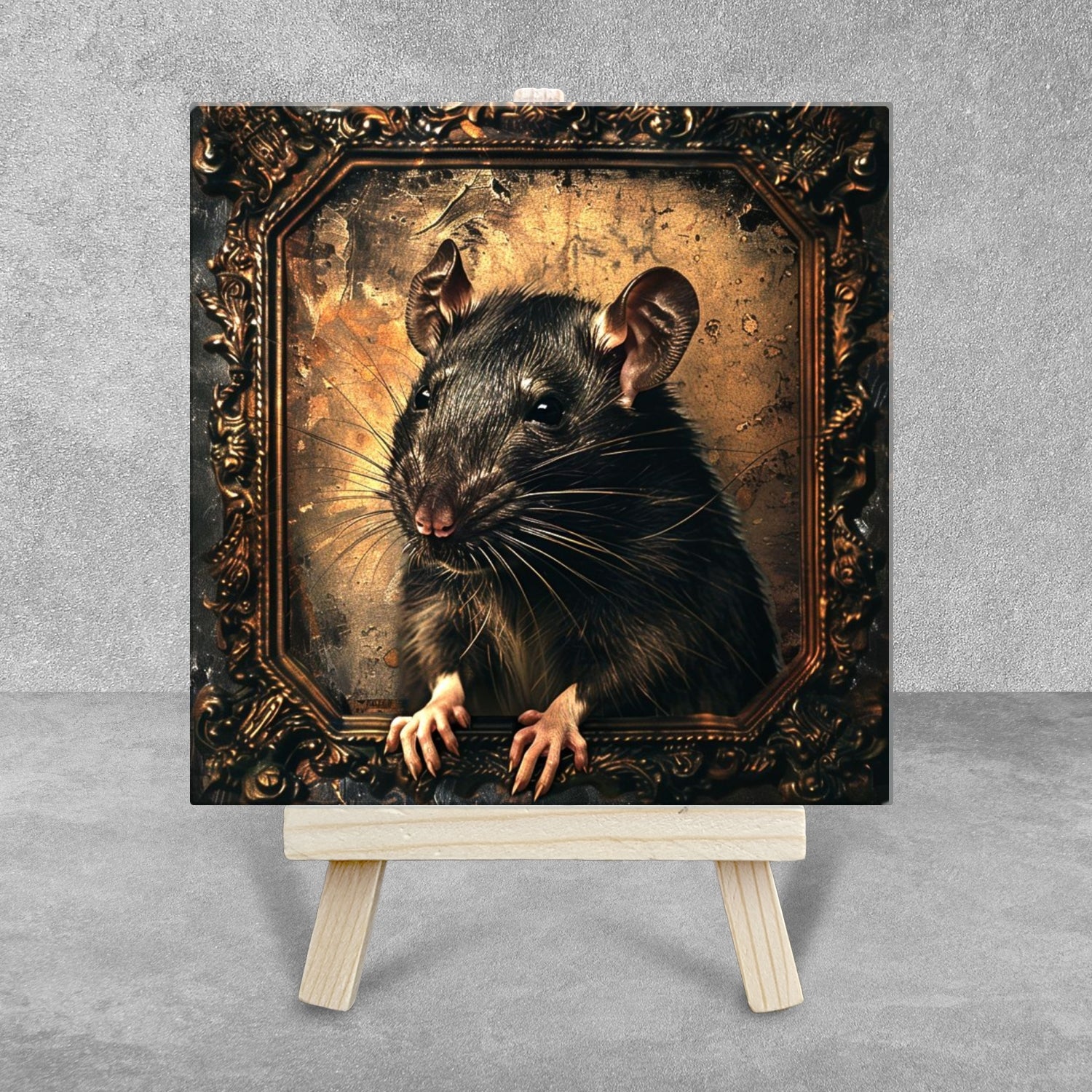 The Rat Baroque Style Illustrated Art Tile With Easel