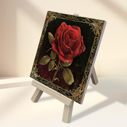 Art Nouveau Flowers Collection - Ceramic Tile With Easel