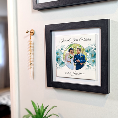 Blue Poppies Floral Wedding Celebrations - Framed Ceramic Tiles Square
