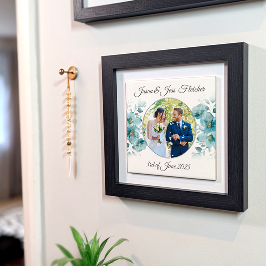 Blue Poppies Floral Wedding Celebrations - Framed Ceramic Tiles Square