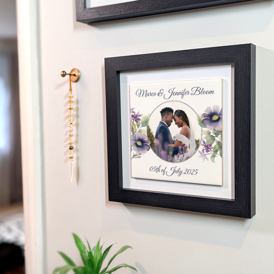Purple Poppies Floral Wedding Celebrations - Framed Ceramic Tiles Square