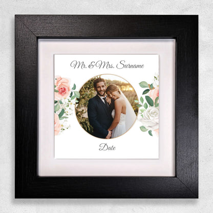 White & Peach Rose Floral Wedding Celebrations - Framed Ceramic Tiles Square