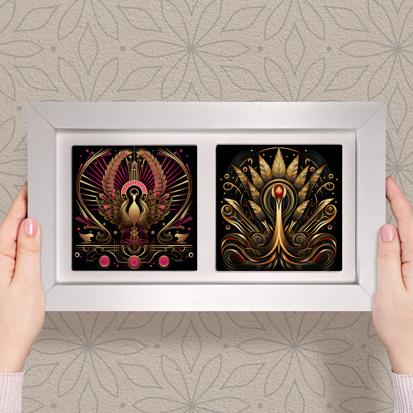 Art Deco Landscape Tile Art – Design Your Own Two Tile Framed Display